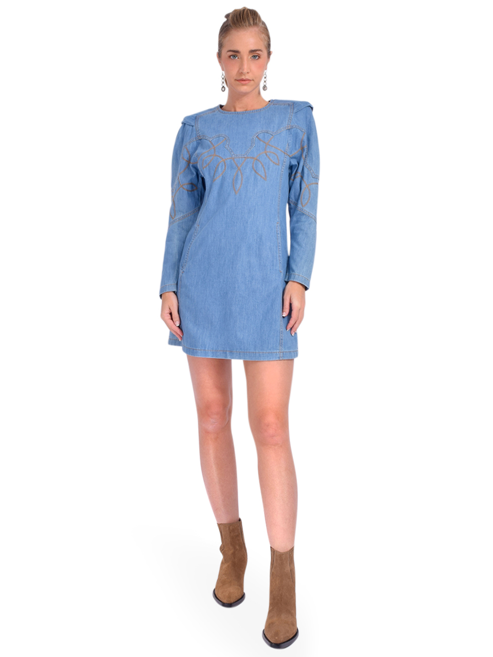 MUNTHE Tasla Mini Dress in Blue Front View 1