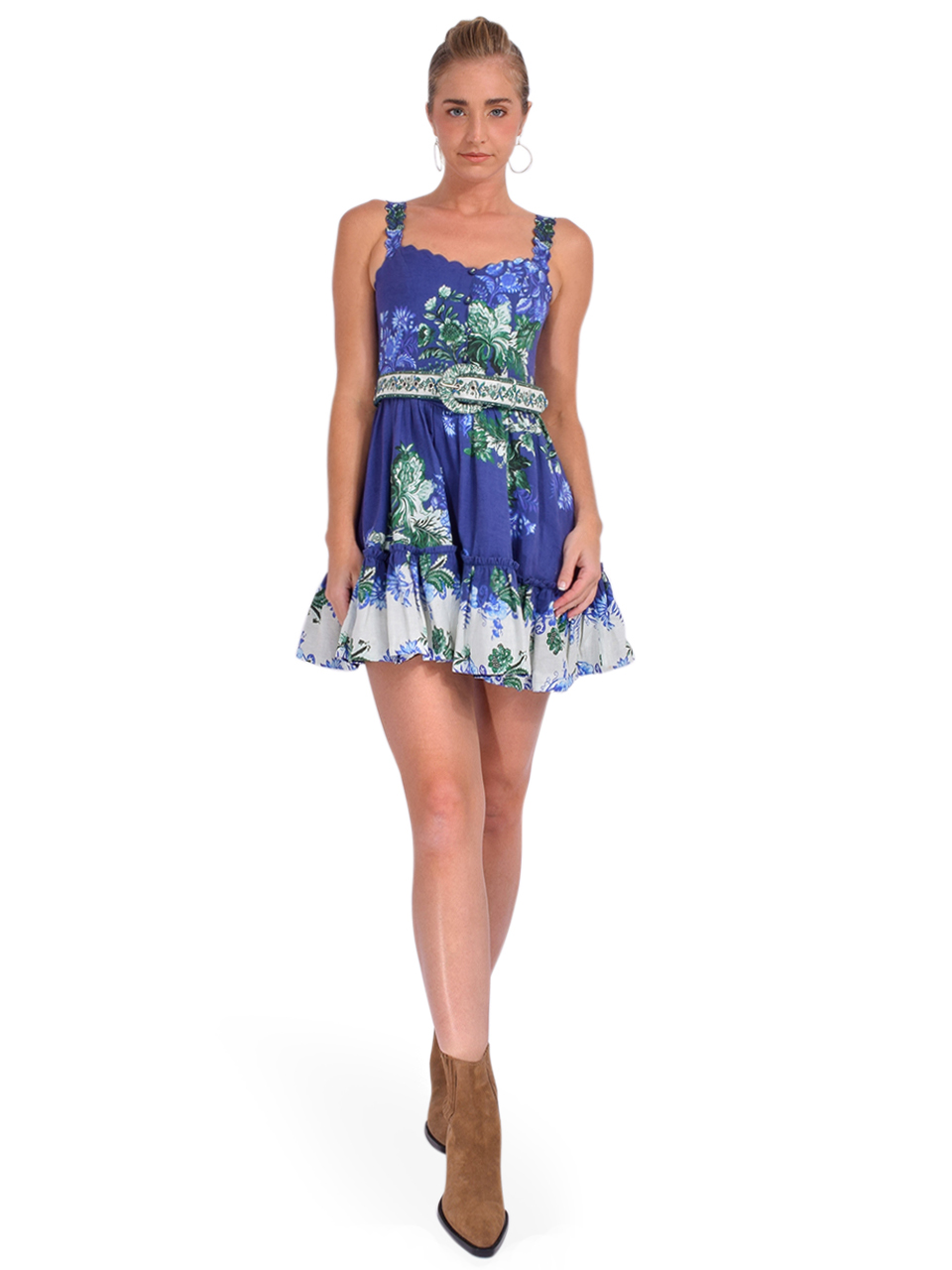 Hemant & Nandita Keva Cotton Mini Dress in Blue