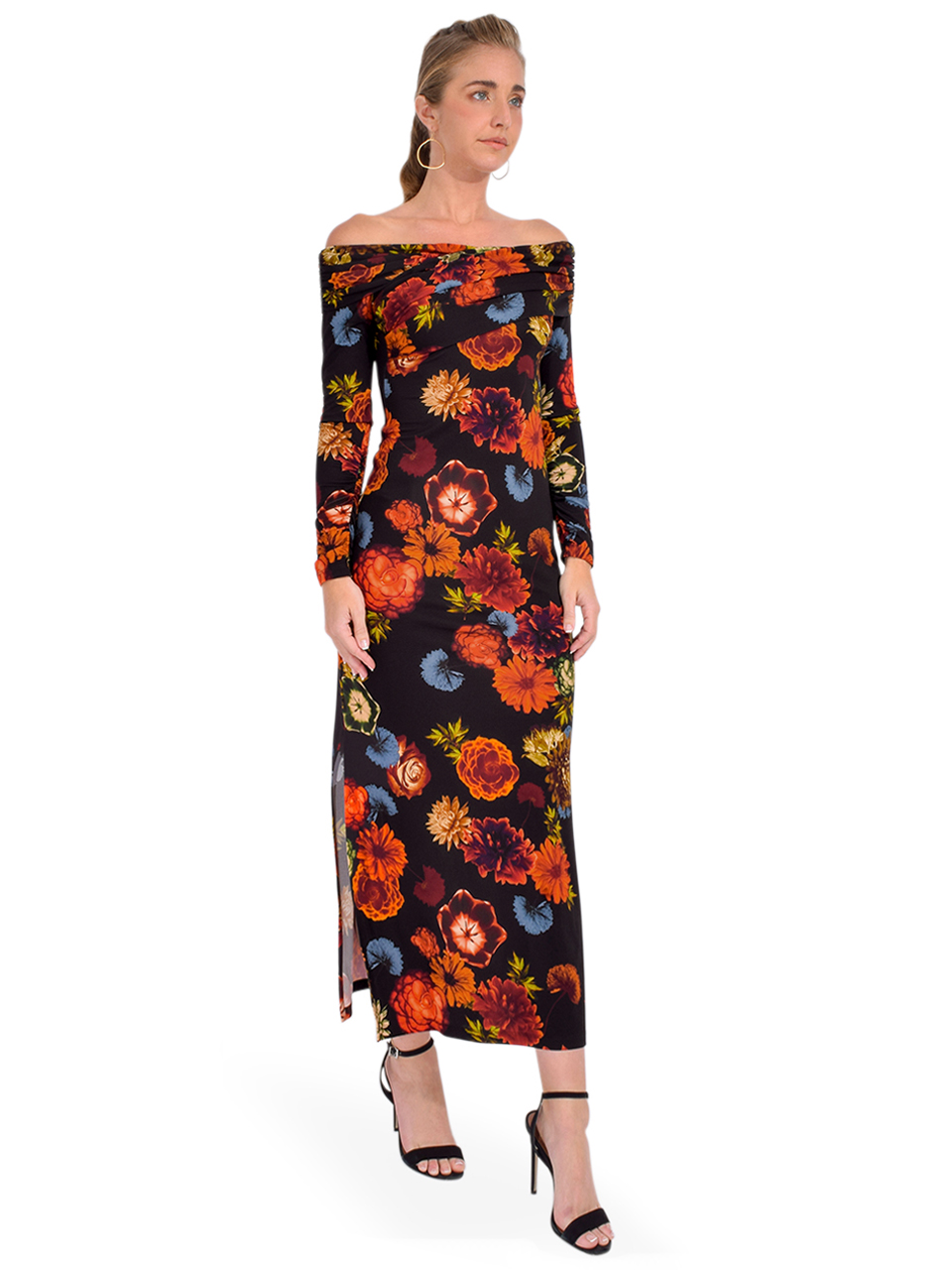Cara Cara Mirana Dress in Black Harvest Bloom Side View 