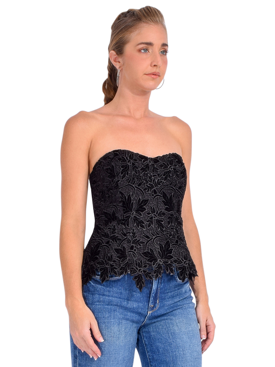 Cara Cara Martin Top in Black Velvet Lace Side View 