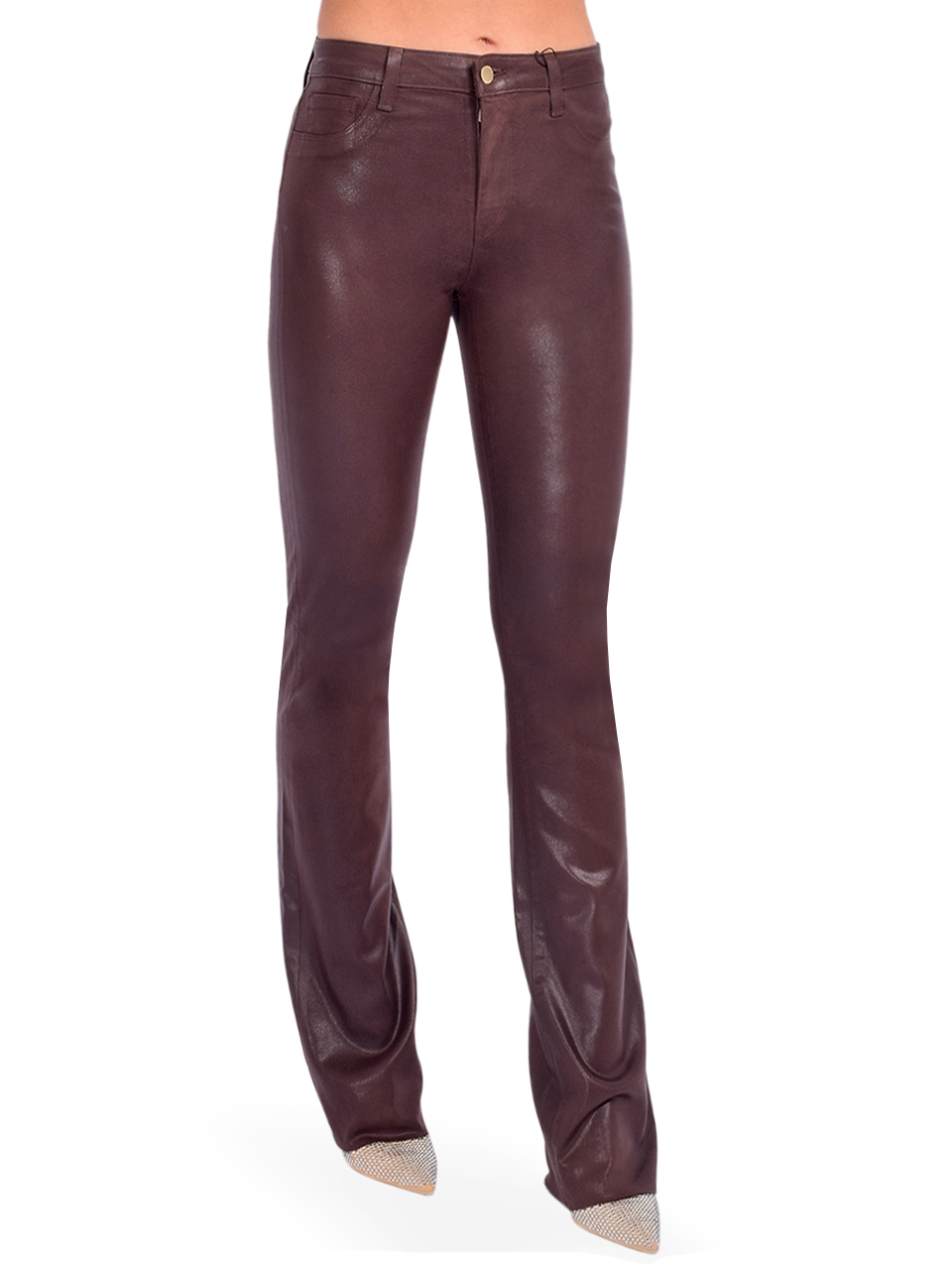 L' Agence Ruth Coated Straight-Leg Jean in Espresso Side View 