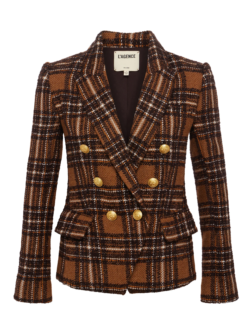 L'agence Kenzie Tweed Blazer in Brown Product Shot 