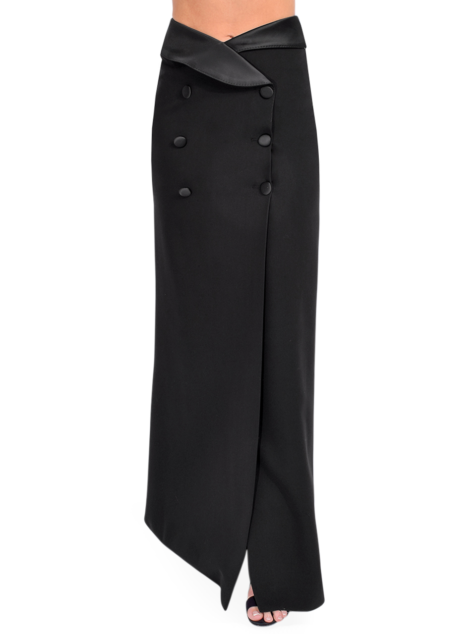 L'Agence Diara Tuxedo Skirt in Black Front View 