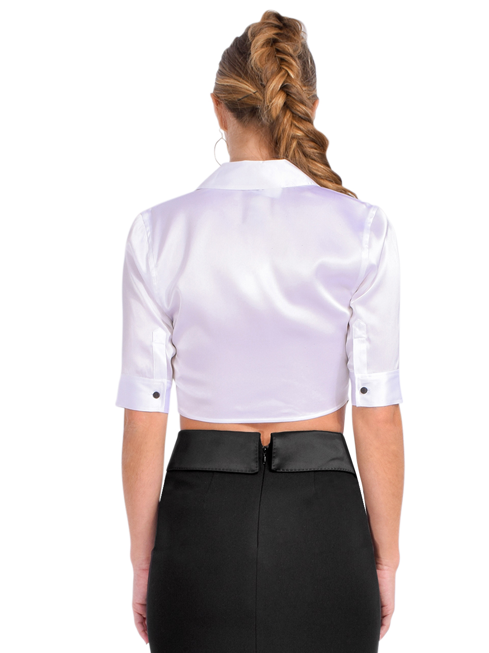 L'Agence Niccola Stretch-Silk Blouse in White Back View 