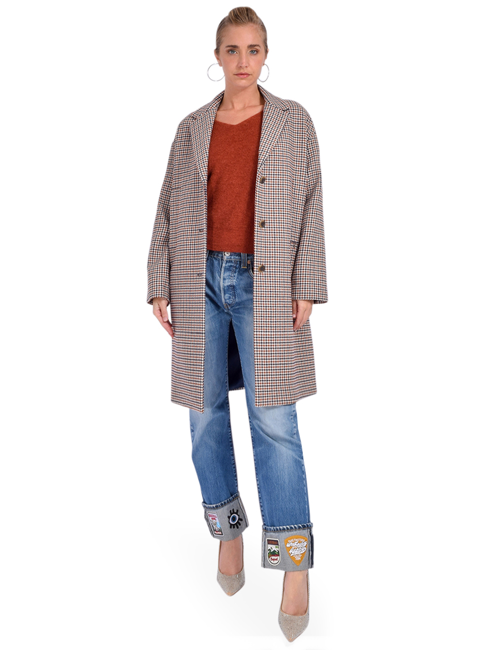 Ottod'Ame Wool-Blend Check Coat Front View 1