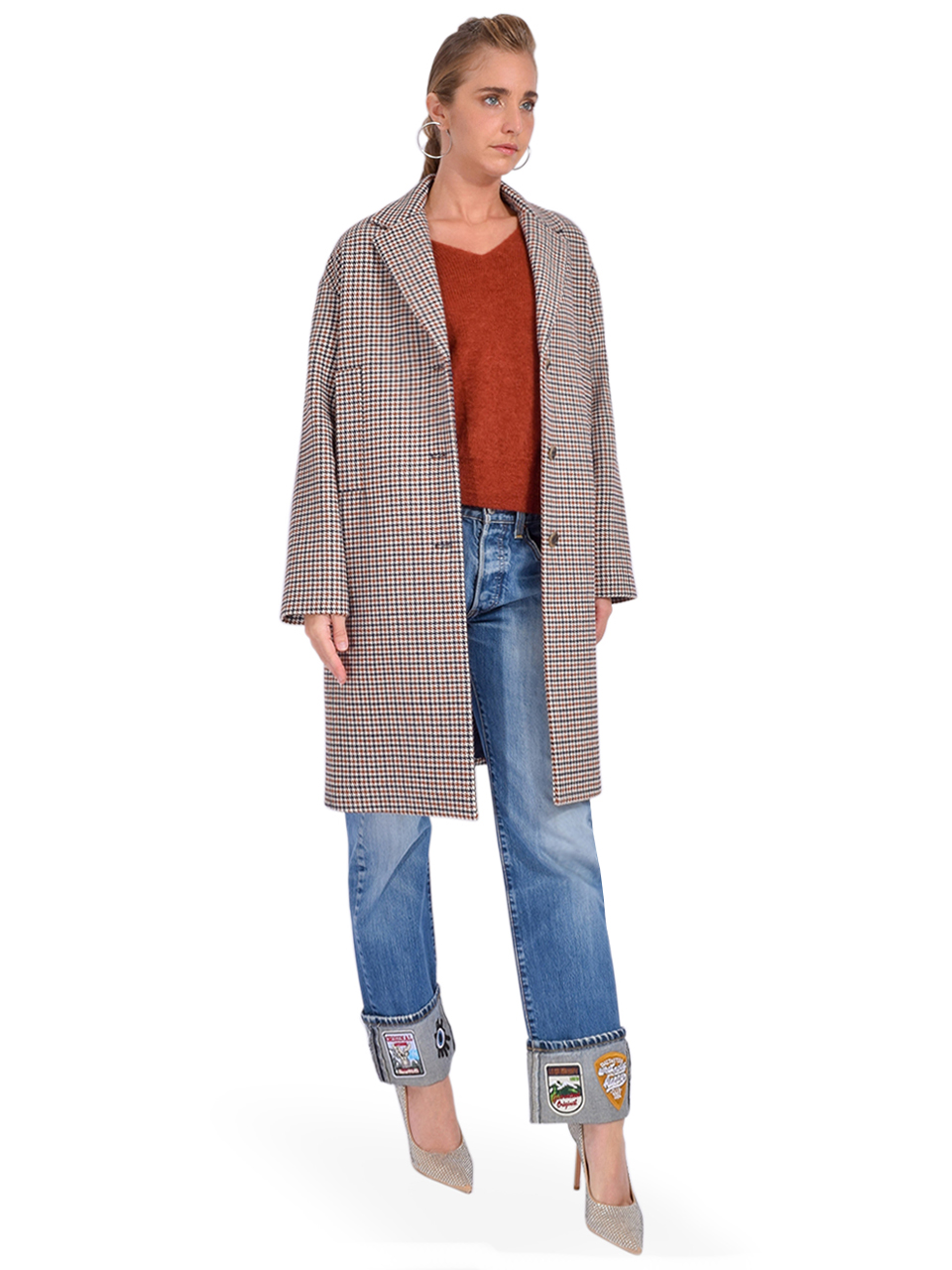 Ottod'Ame Wool-Blend Check Coat Side View 
