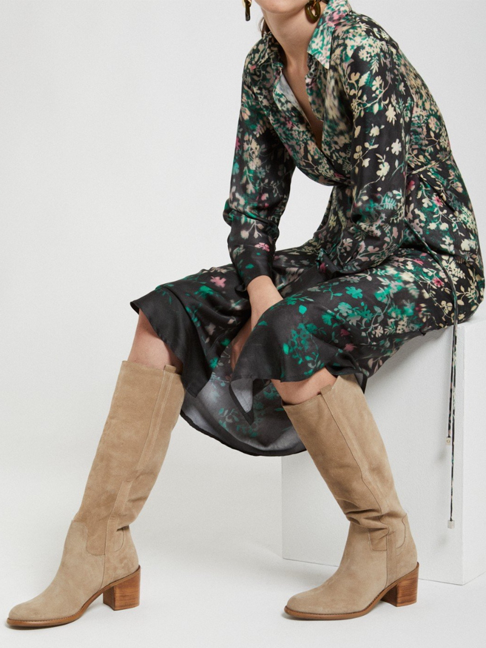 Ottod'Ame Camel Knee High Boot on Model