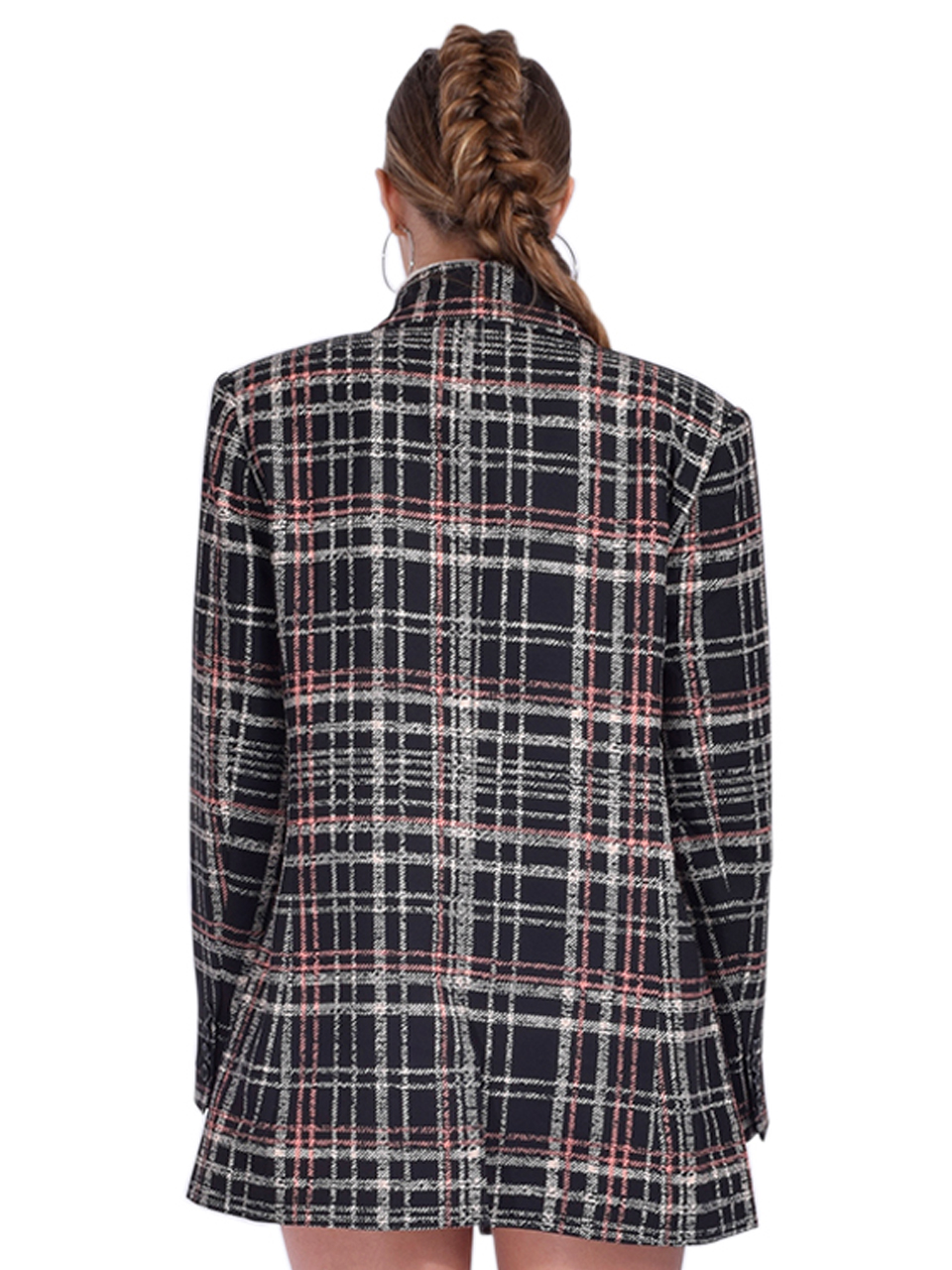 GILNER FARRAR Black Plaid Micah Blazer Back View 