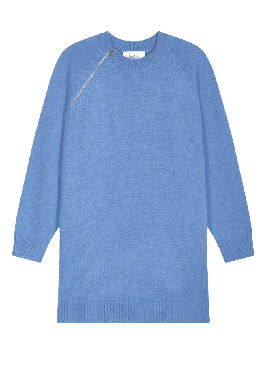 BA&SH Dalede Oversized Sweater Dress in Blue Product Shot 