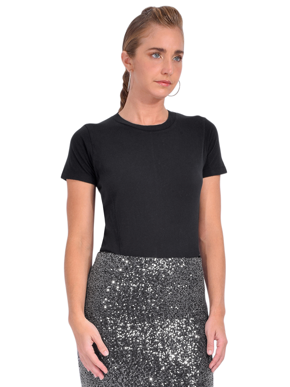 American Vintage Gamipy Short-Sleeved T-Shirt in Noir Side View 