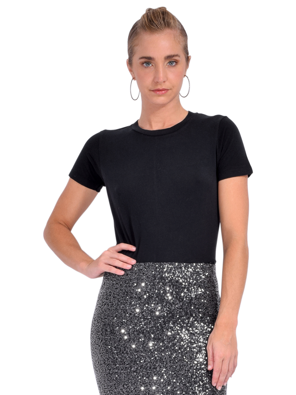 American Vintage Gamipy Short-Sleeved T-Shirt in Noir Front View