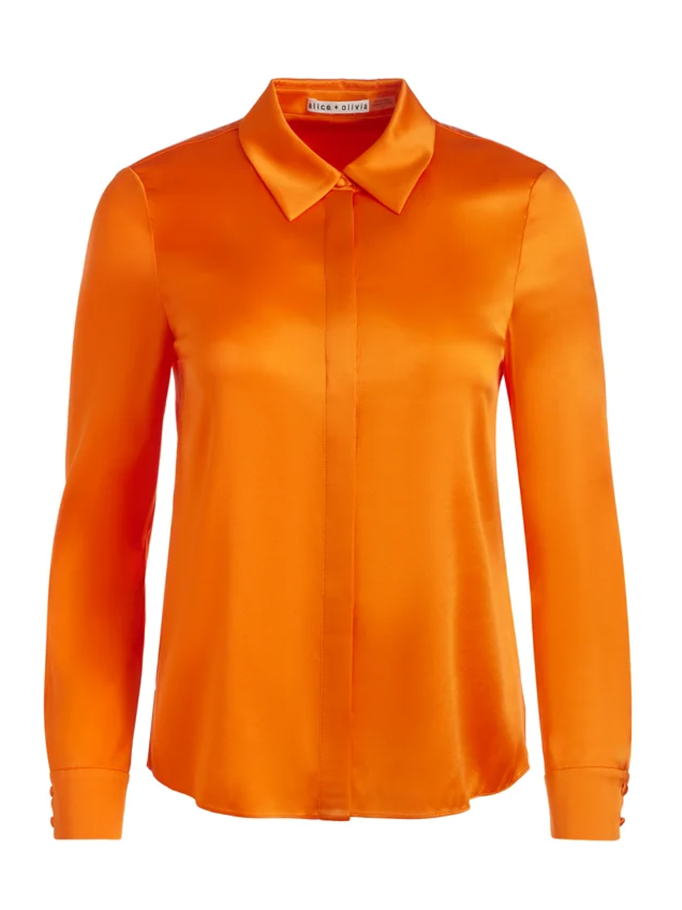 Alice + Olivia Willa Placket Top in Orange Blaze Product Shot