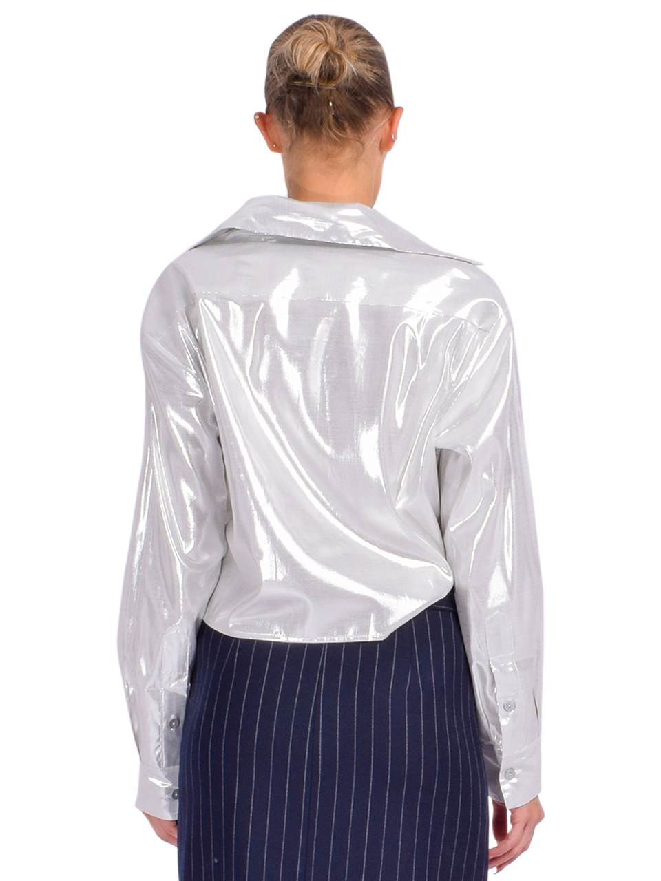 CISSA The SHORTY Shirt in Silver Lurex Back View 