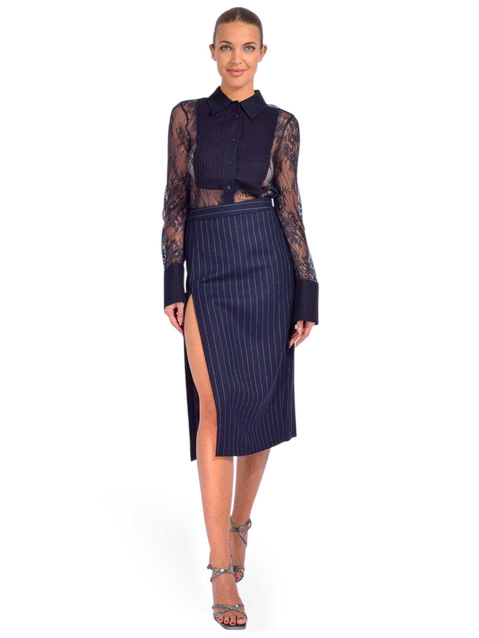 Retrofete Bridgette Skirt in Navy Full Outfit 