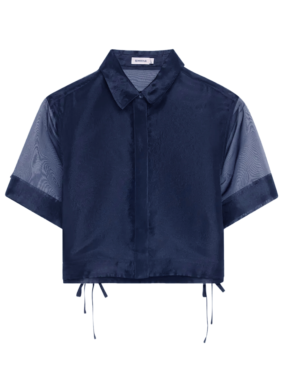 SIMKHAI Ryett Crop Shirt in Midnight Product Shot 