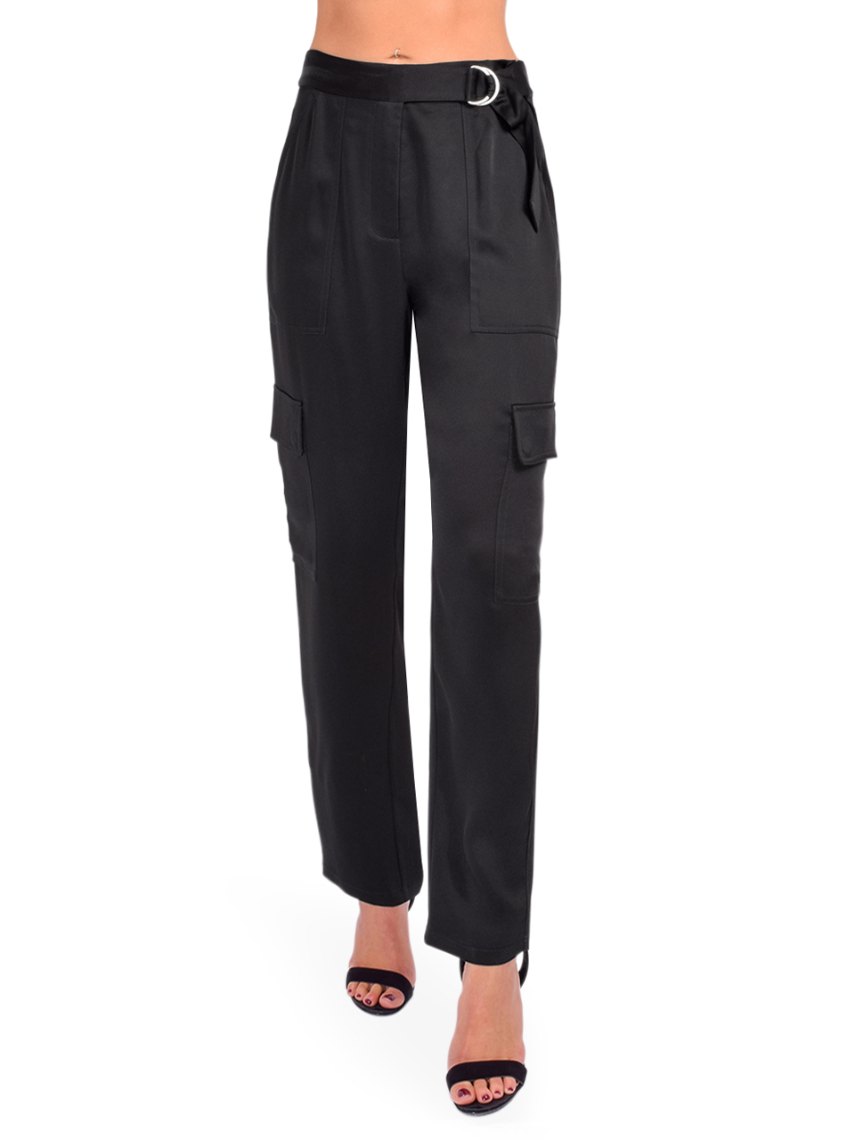 SIMKHAI Carolina Utility Pant in Black Front View 