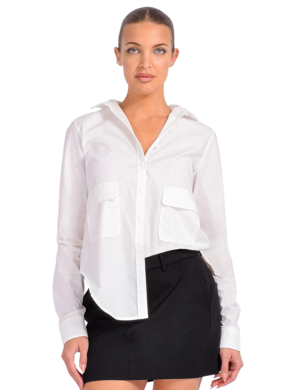 Mes Demoiselles Argentine Button Down Shirt in White Front View