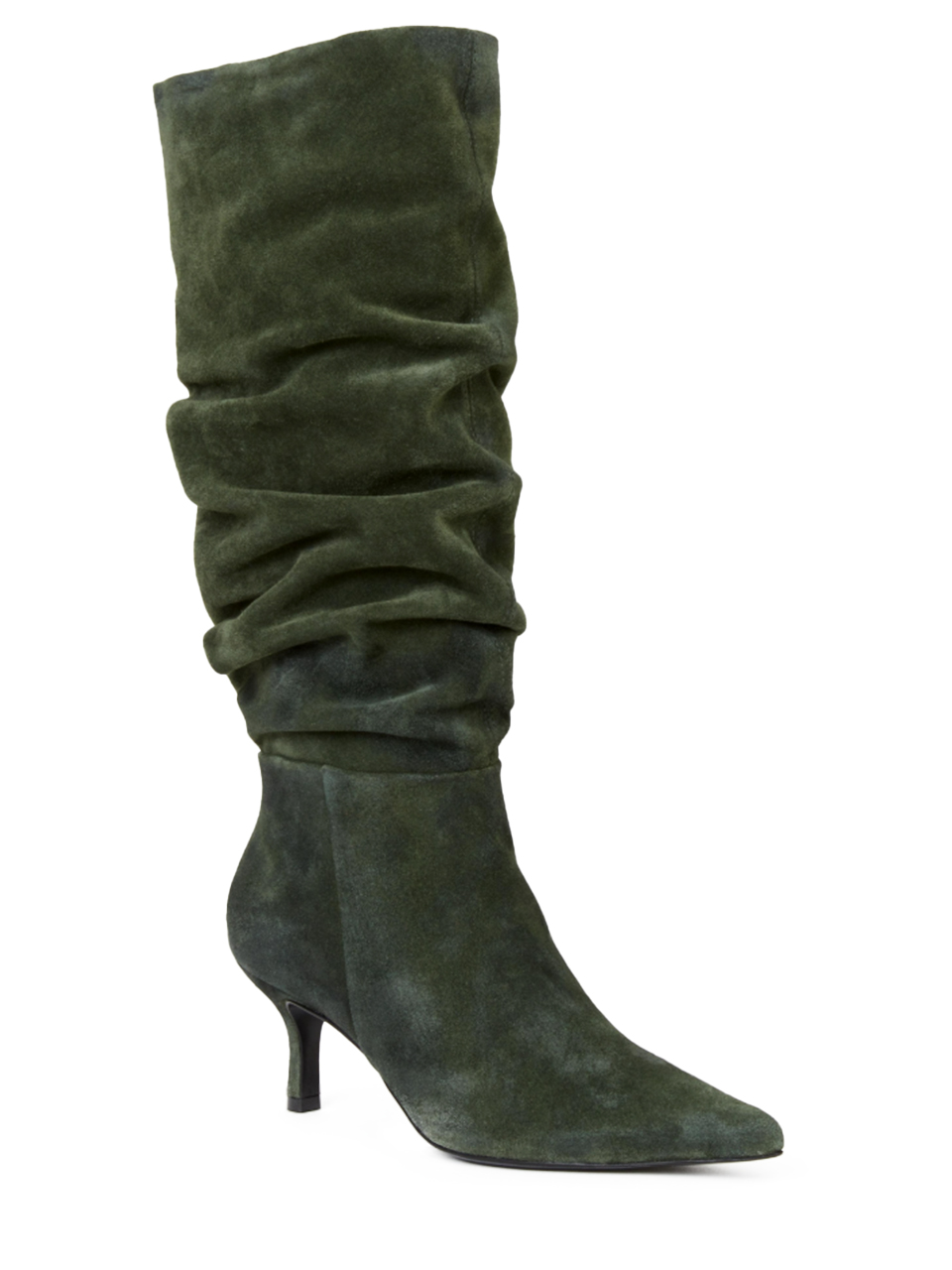 SIMKHAI Jordi Suede Slouch Boot in Everest Green Front View