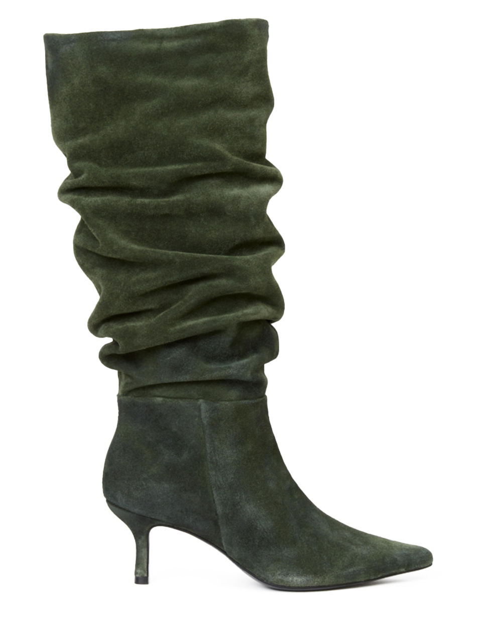 SIMKHAI Jordi Suede Slouch Boot in Everest Green Side View
