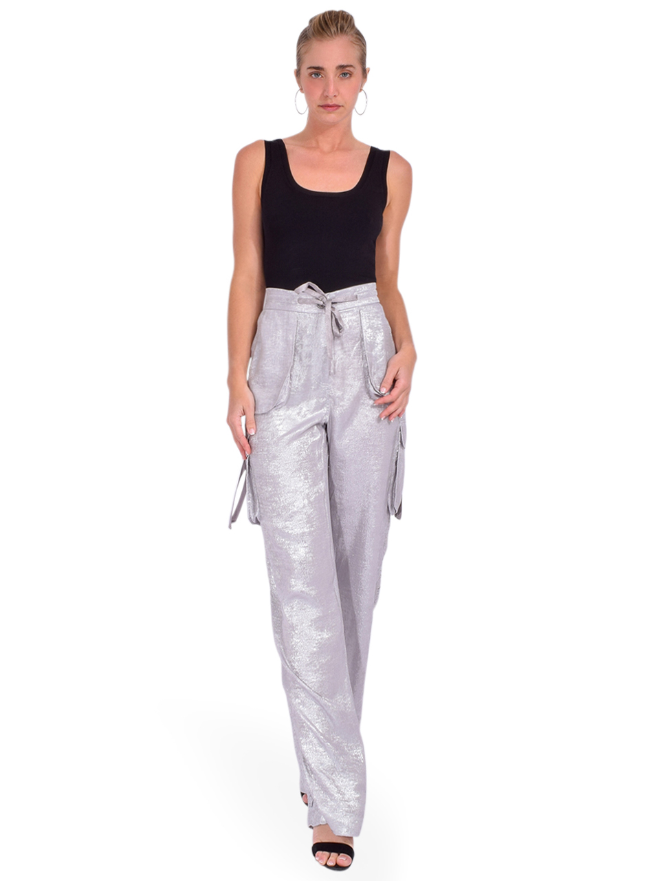 LE SUPERBE Glistening Santa Cruz Pant in Starlight Silver Full Outfit 
