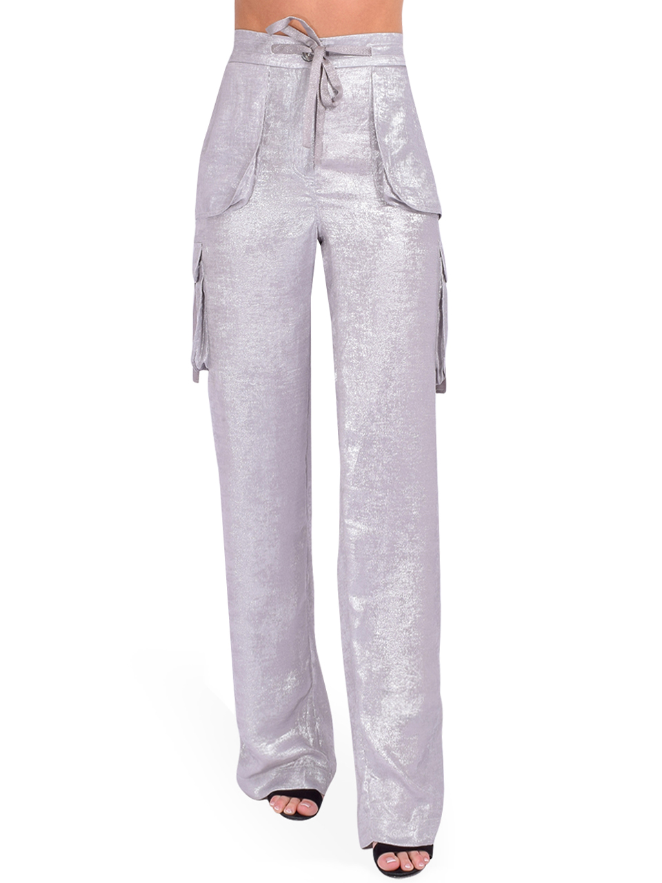 LE SUPERBE Glistening Santa Cruz Pant in Starlight Silver Front View 