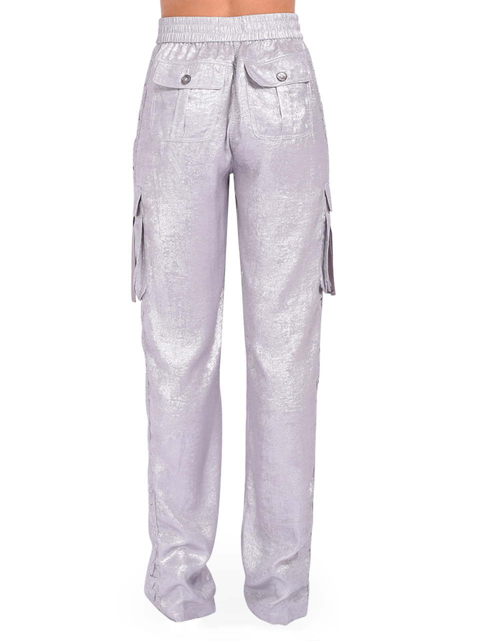 LE SUPERBE Glistening Santa Cruz Pant in Starlight Silver Back View 