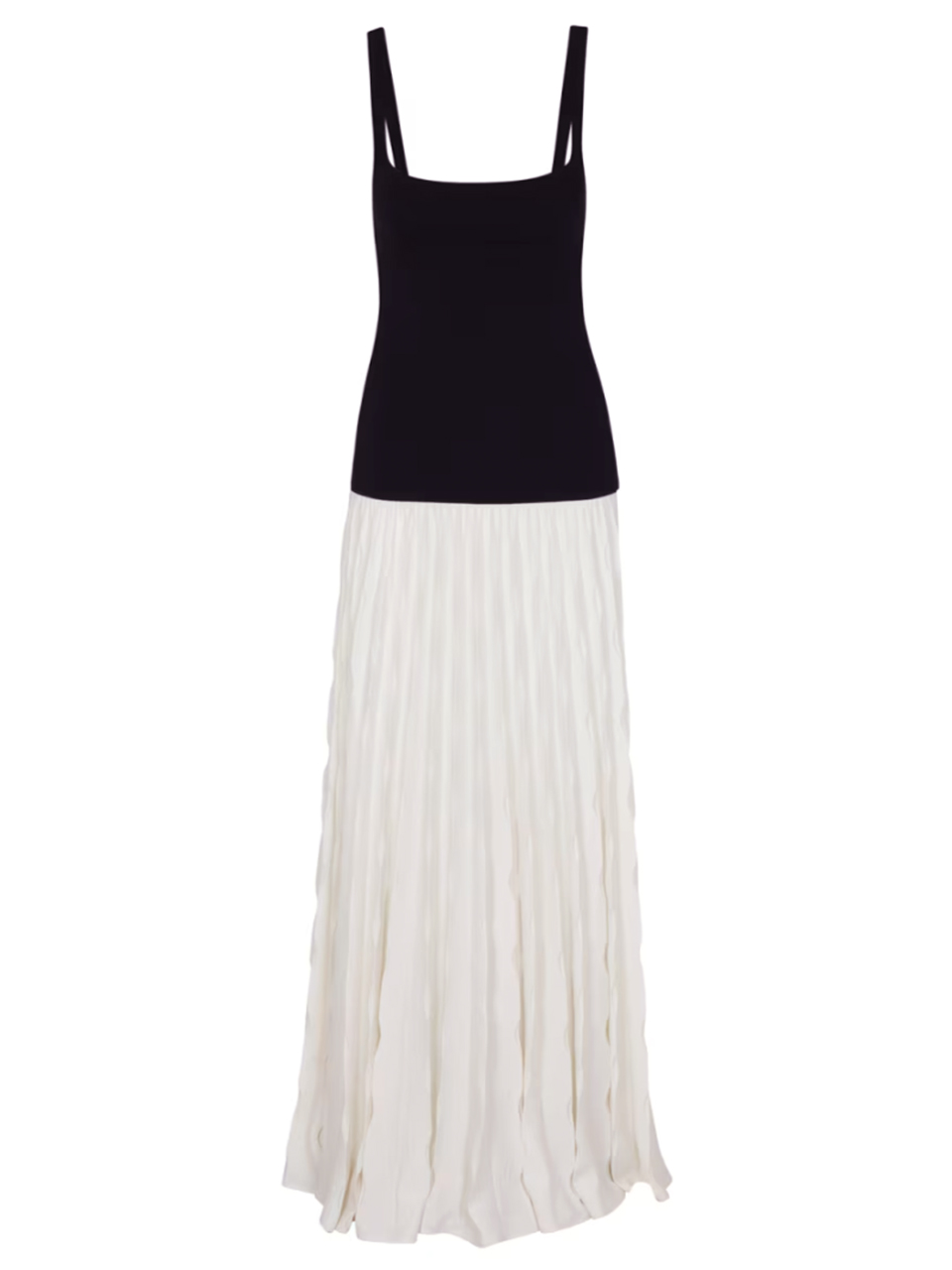 Delfi Caroline Pleated Combo Dress in Black/ White Product Shot 