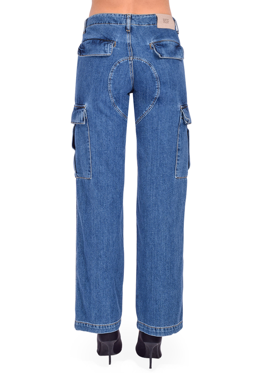 NSF Bennett Relaxed Cargo Jean in Blue Back View 