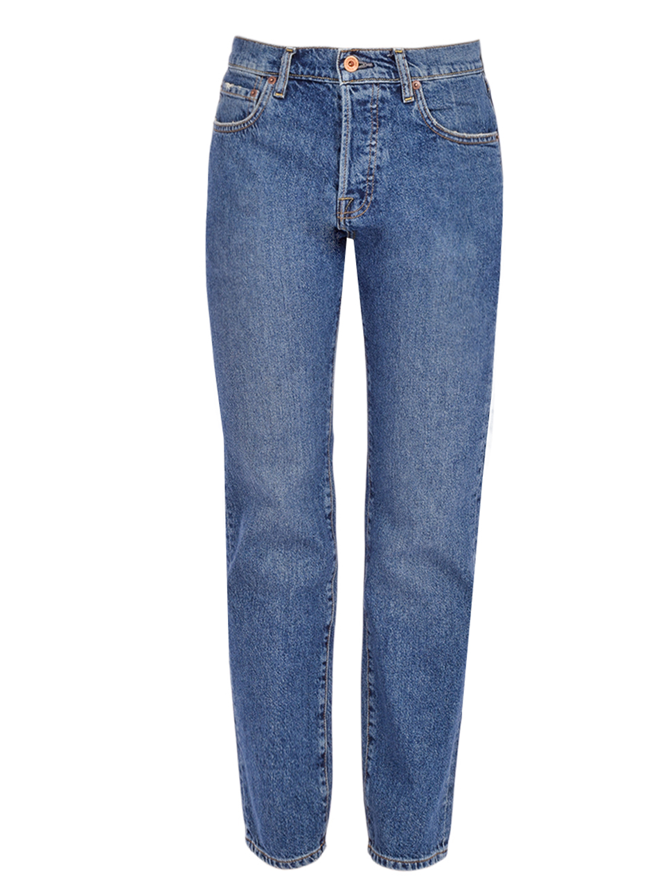 NSF Owen Mid Rise Slouchy Straight Leg Jean in Blue Product Shot 
