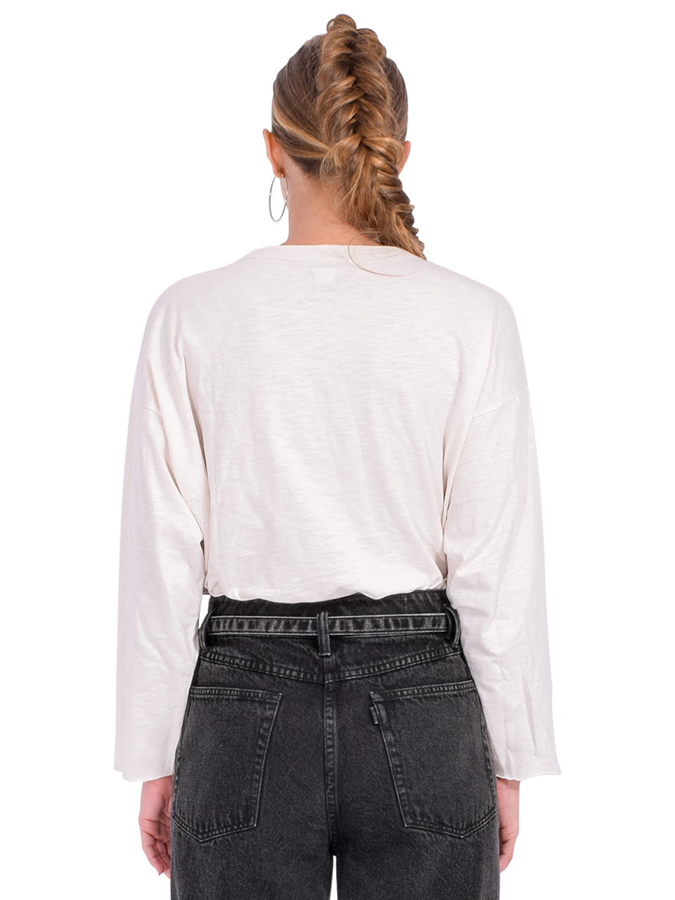 NSF Loffler Long Sleeve Boxy Tee in Ivory Back View 