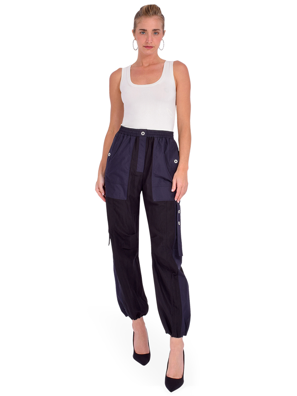 3.1 Phillip Lim Utility Cargo Jogger with Poplin Combo in Black/ Midnight Full Outfit 