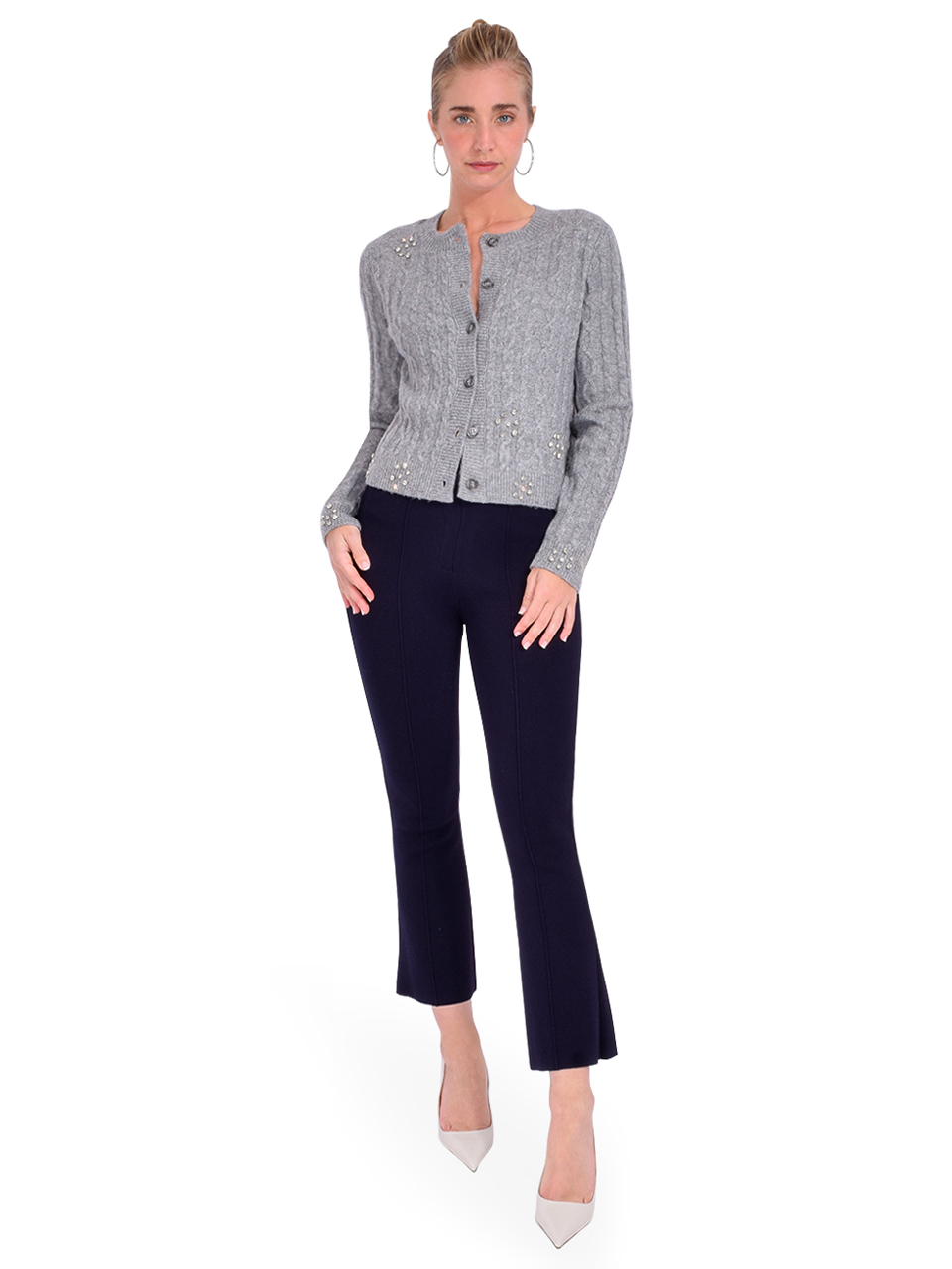 3.1 Phillip Lim Compact Cropped Kick Flare Pant in Midnight Full Outfit 