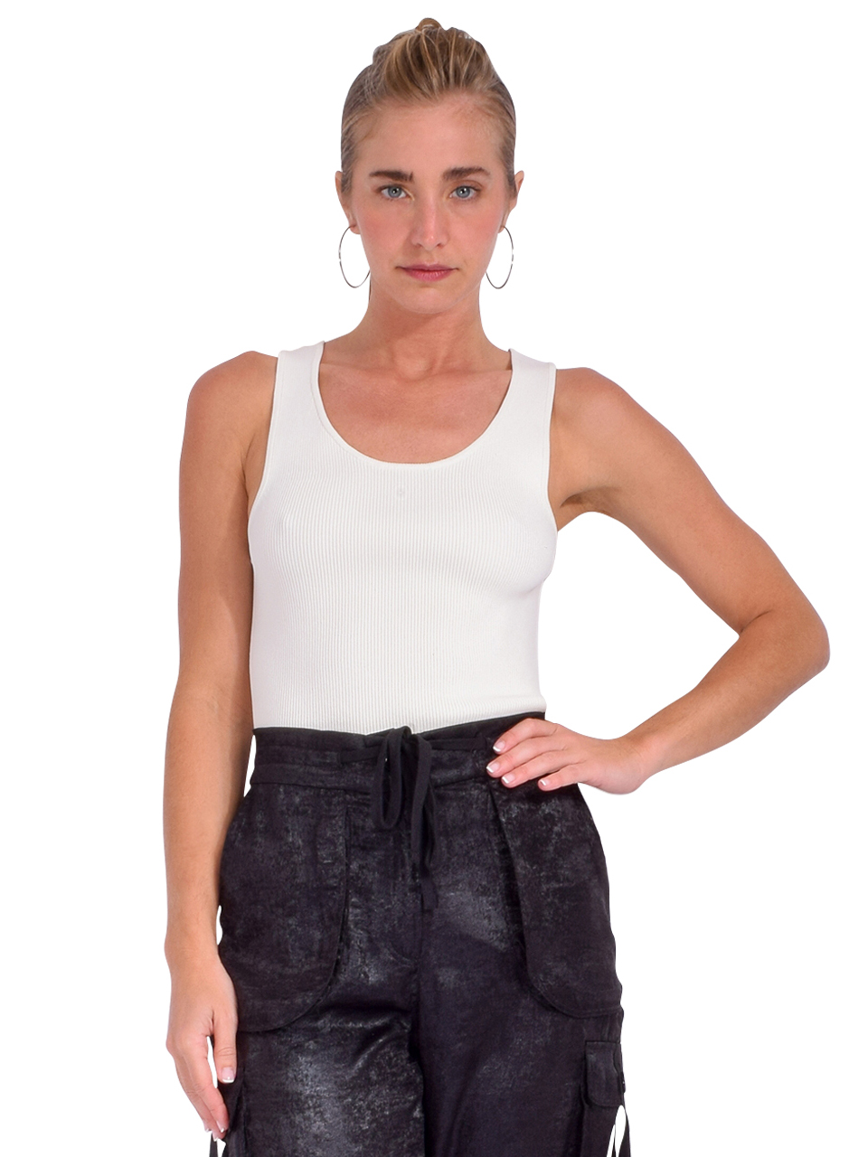 3.1 Phillip Lim Compact Rib Layering Tank in Ivory Front View 