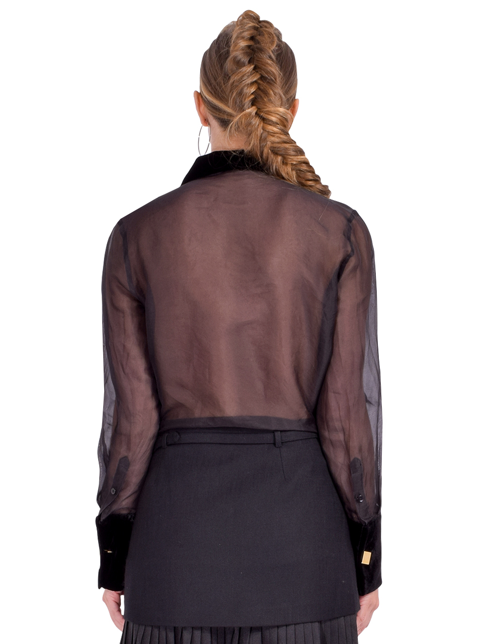 RETROFETE Liana Silk Blouse in Black Back View 