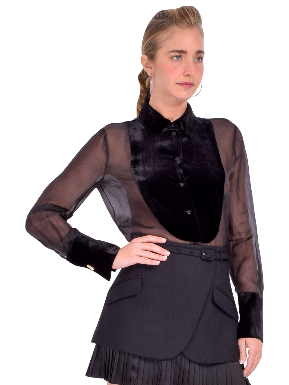 RETROFETE Liana Silk Blouse in Black Side View 