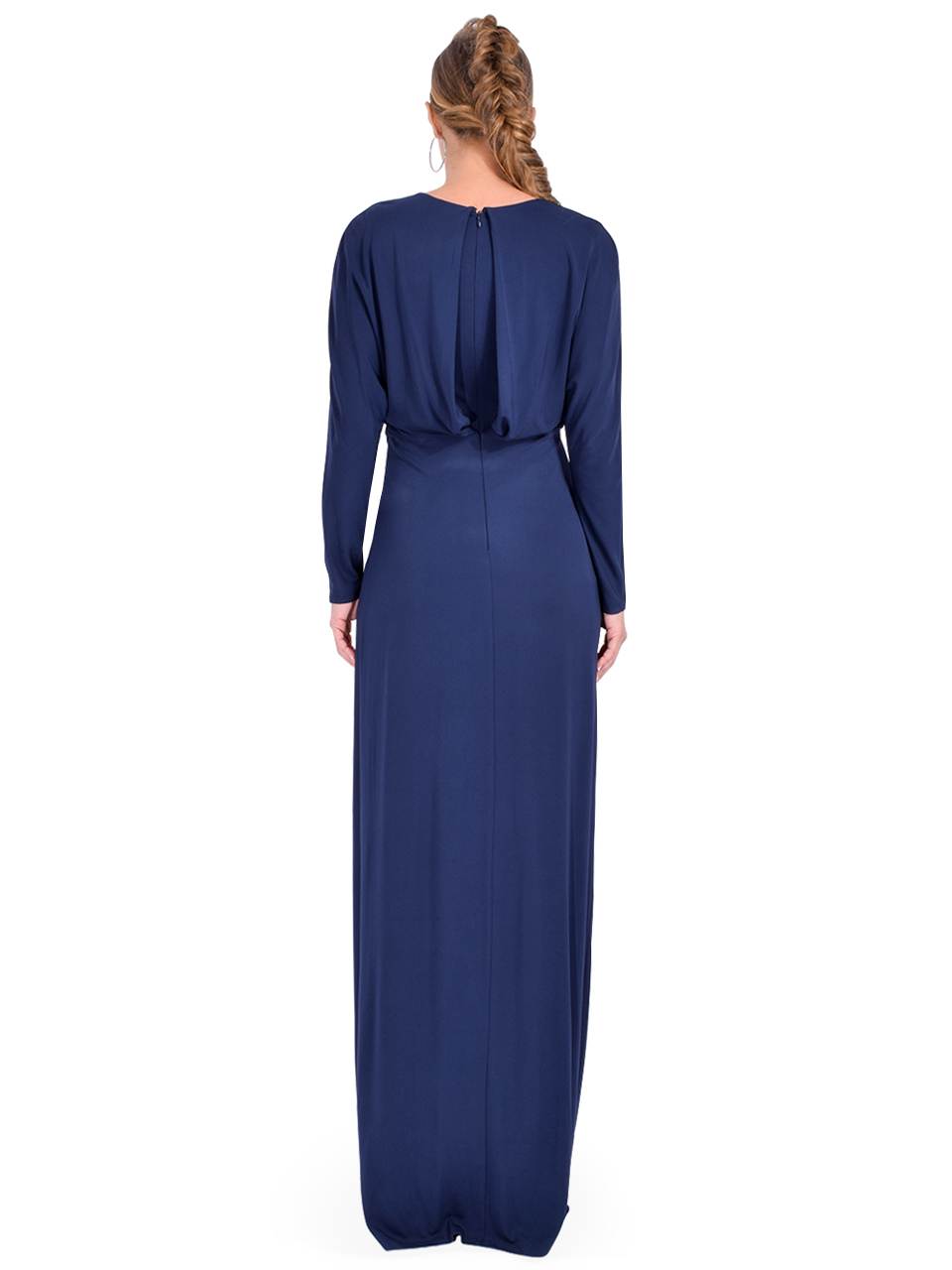 SIMKHAI Maise Long Sleeve Dress in Midnight Back View 