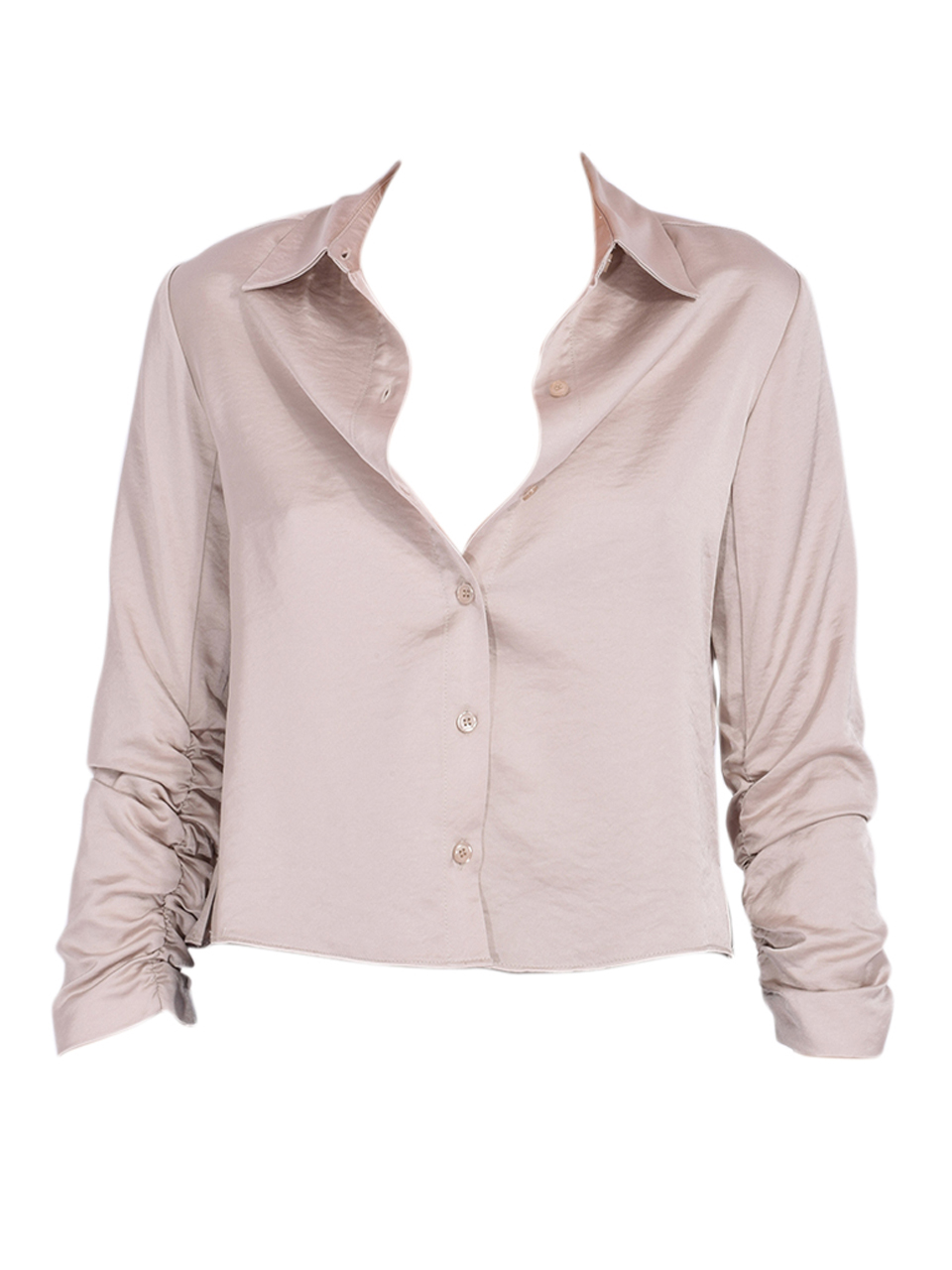 DREW Adelynn Ruched Sleeve Blouse in Pewter Product Shot 