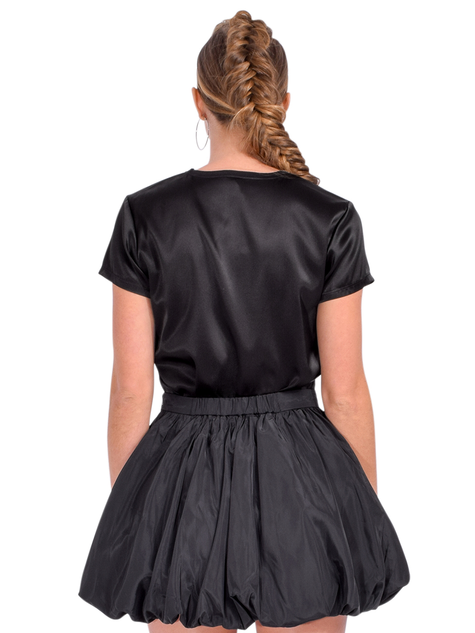 ATM Silk Blend Crew Neck Tee in Black Back View 