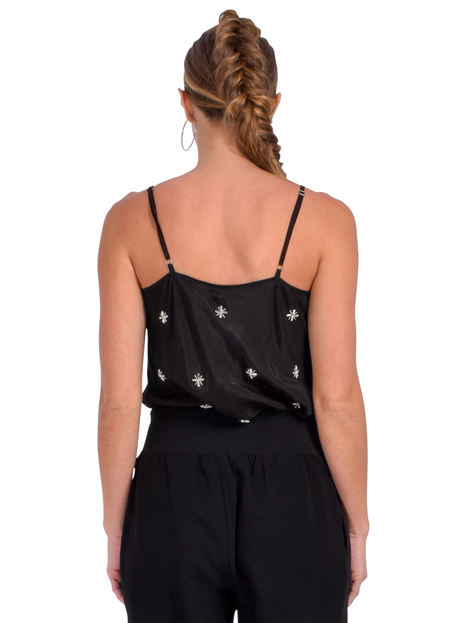 Karina Grimaldi Thea Embroidered Top in Black Back View 