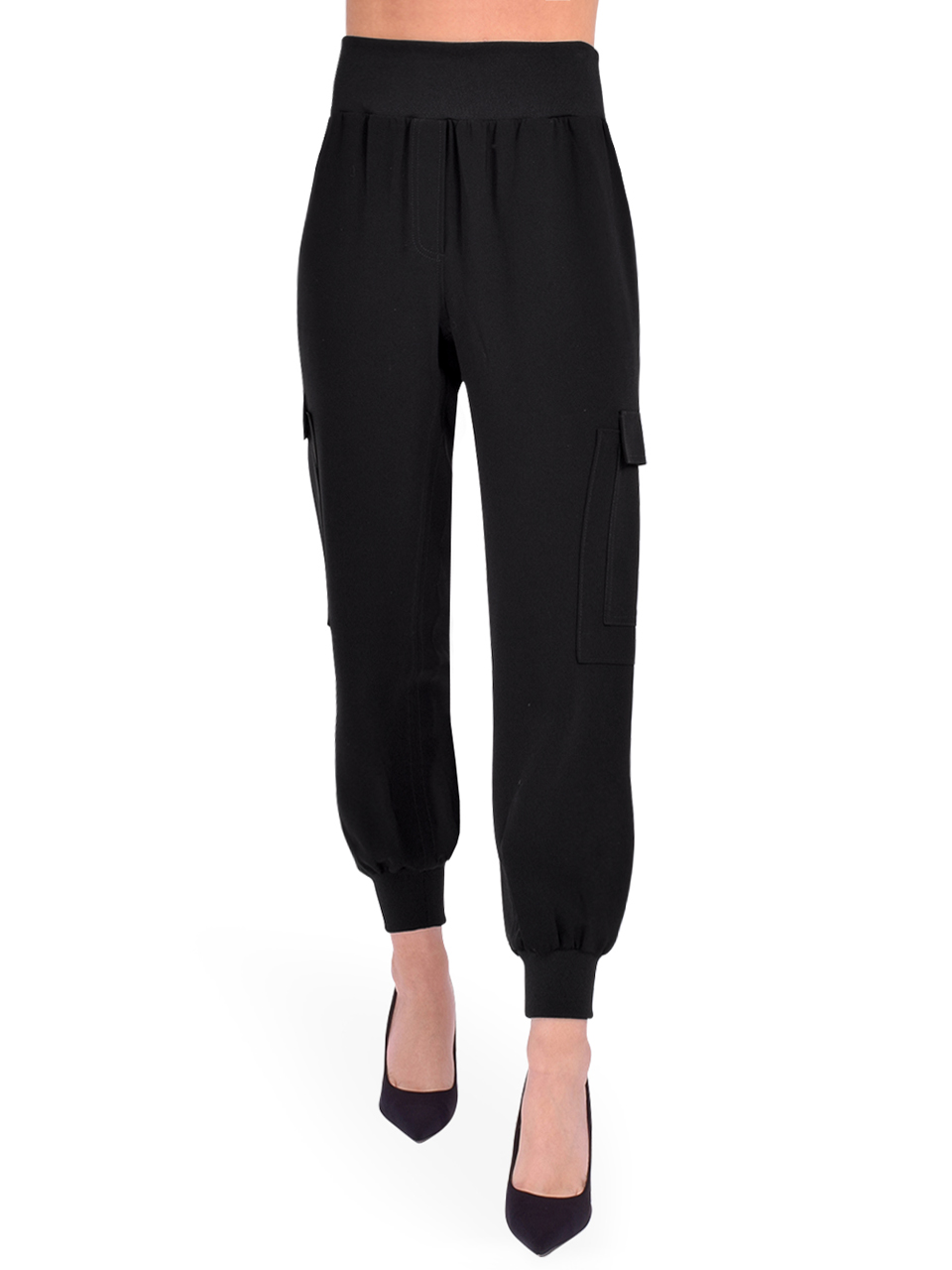 Cinq a Sept Crepe Giles Pants in Black Front View 