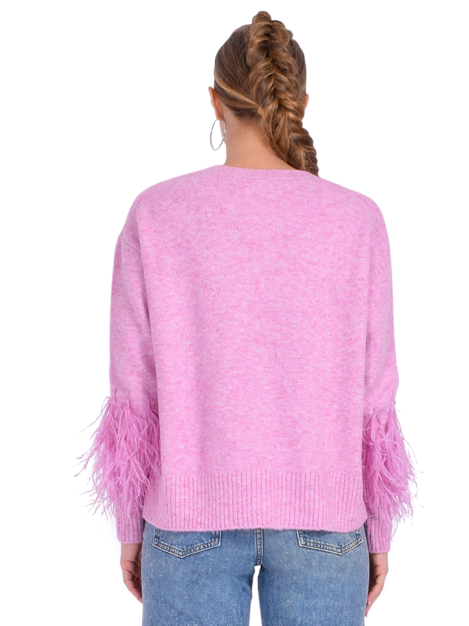 Cinq a Sept Briana Feather Cardigan in Pink Back View 