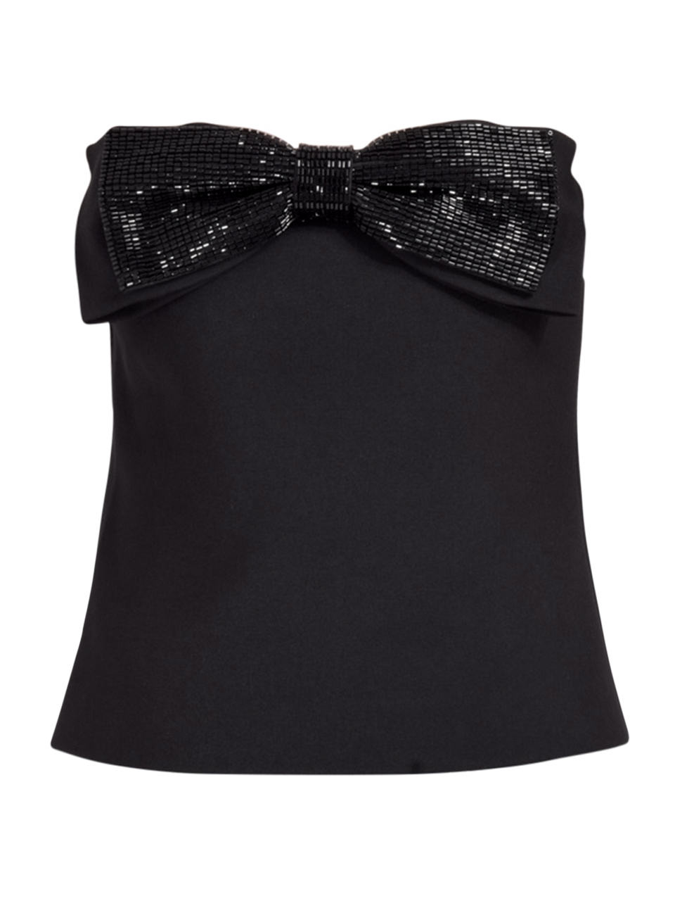 Self-Portrait Black Crepe Bandeau Top Product Shot 

