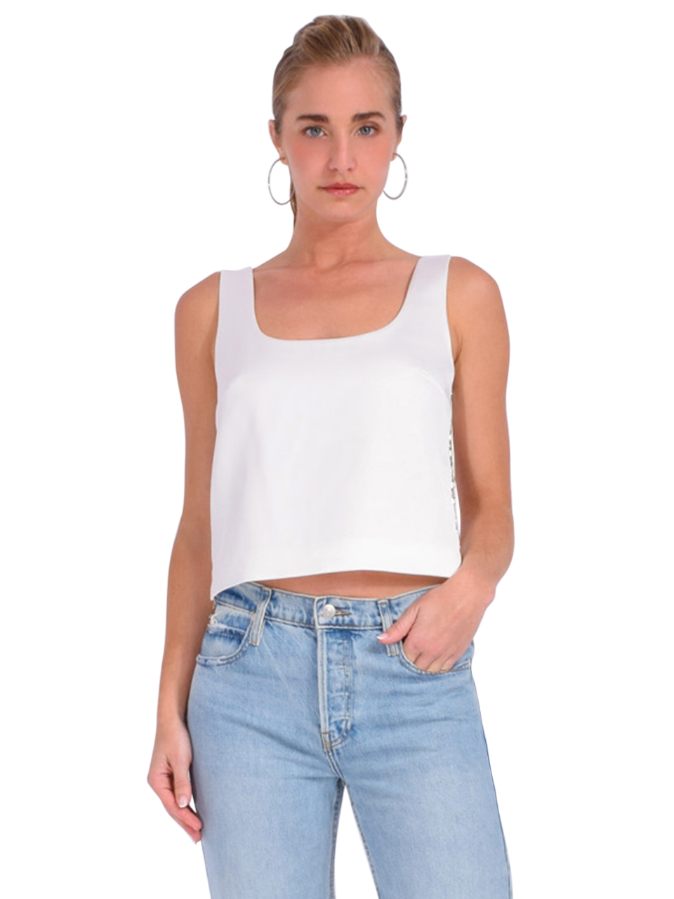 Self-Portrait White Bonded Satin Vest Front View 