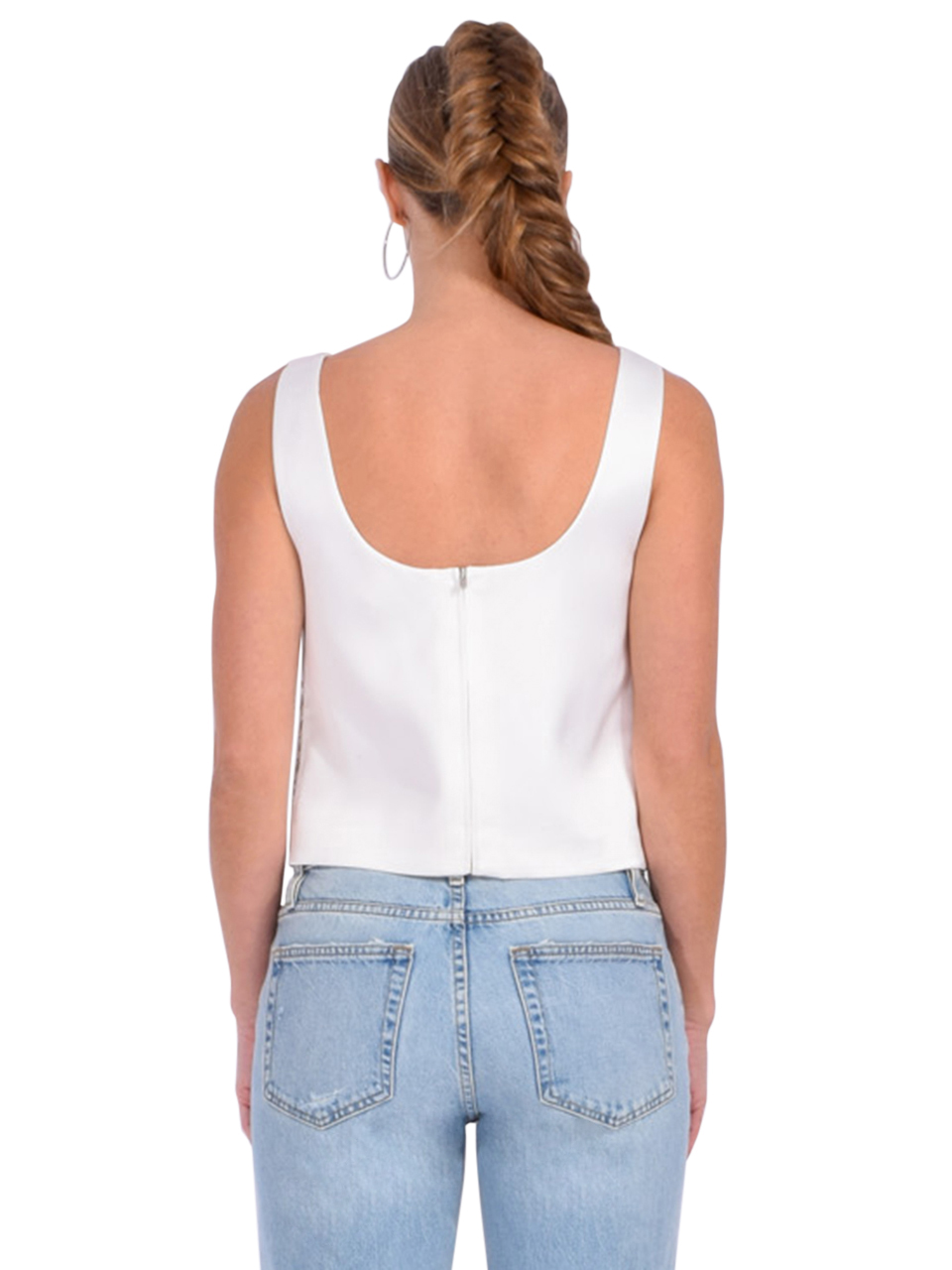 Self-Portrait White Bonded Satin Vest Back View 

