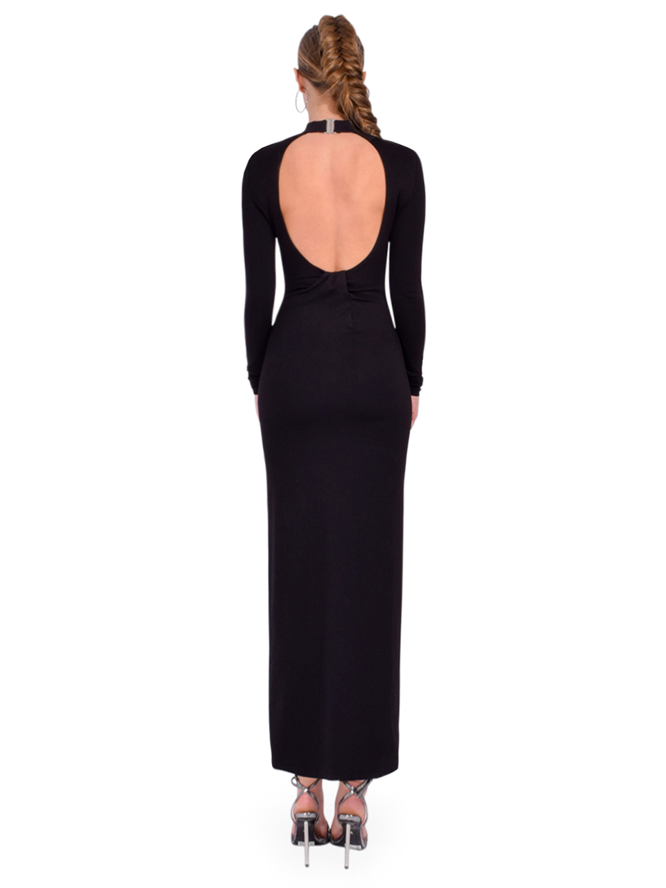 LAMARQUE Mirella Knit Maxi Dress in Black Back View 