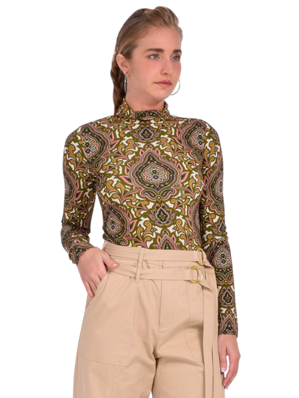 CARA CARA Suzie Top in Mila Turtledove Green Side View 