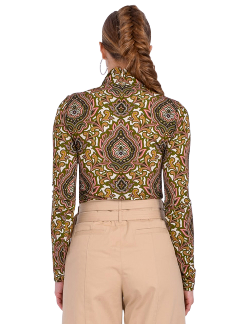 CARA CARA Suzie Top in Mila Turtledove Green Back View 