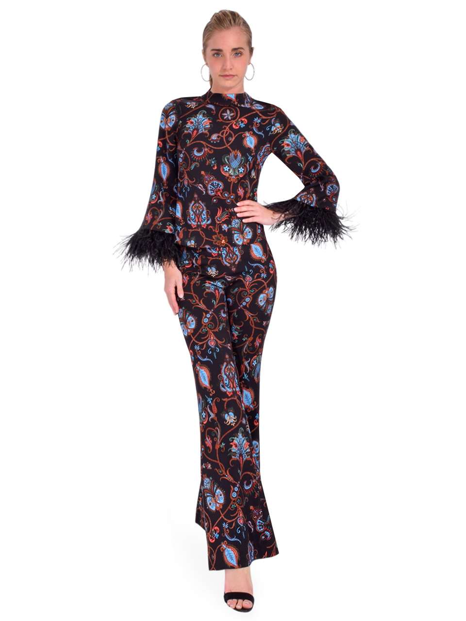 CARA CARA Vida Top in Marcel Black Coral Full Outfit 