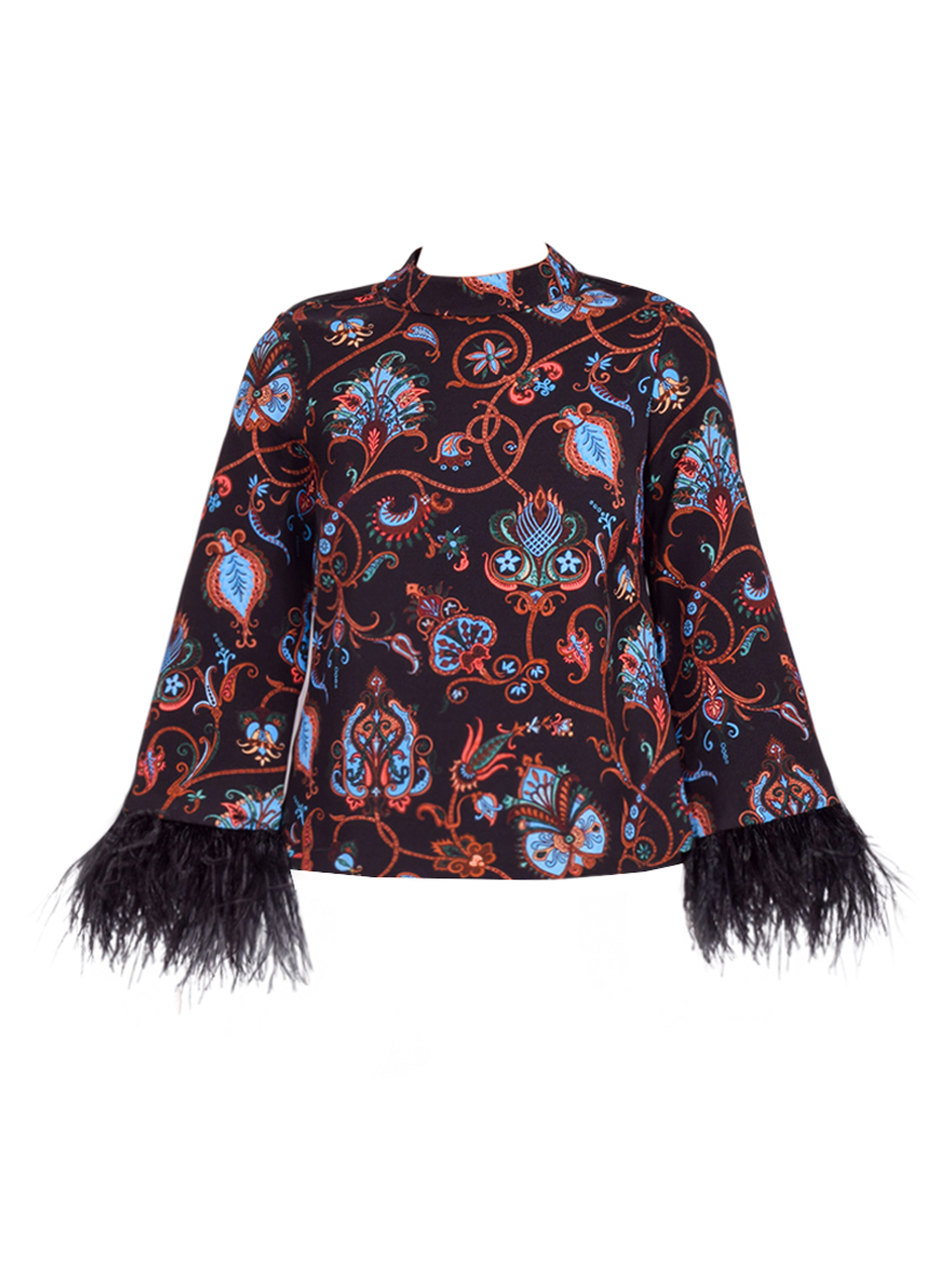 CARA CARA Vida Top in Marcel Black Coral Product Shot 