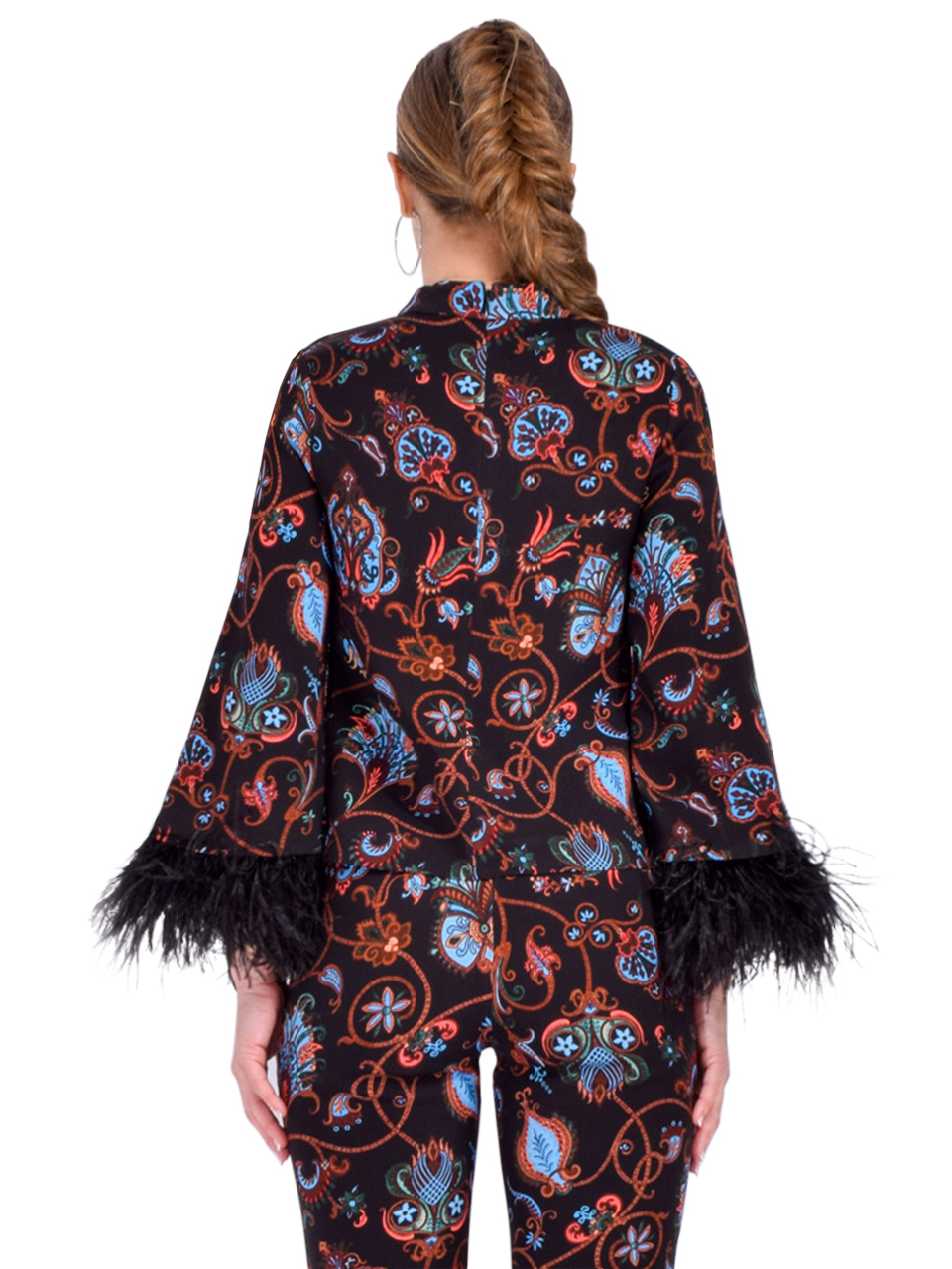 CARA CARA Vida Top in Marcel Black Coral Back View 
